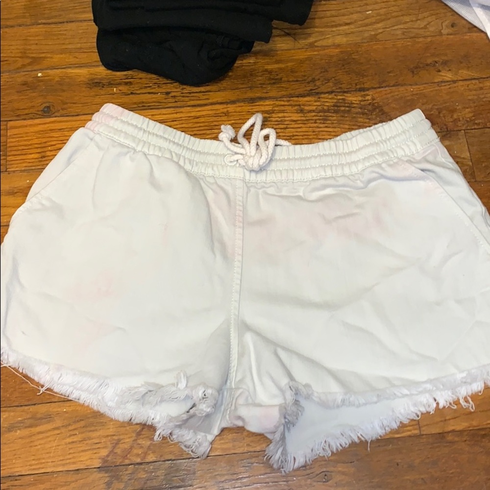 Aerie Distressed White Shorts
